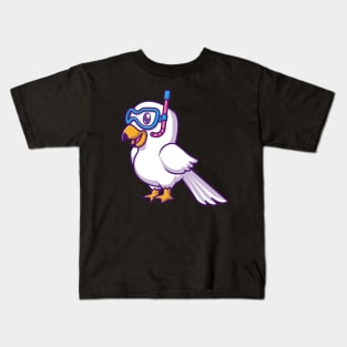 Cute Arabian Falcon Snorkeling Cartoon Kids T-Shirt